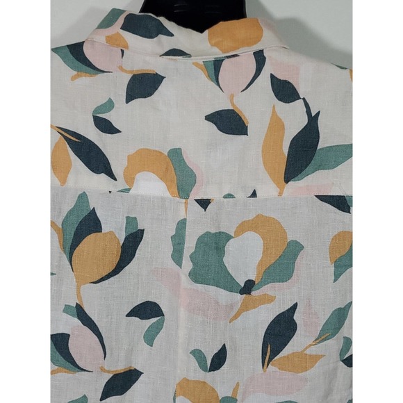 Rachel Zoe Large Button Down Multicolored Linen Shirt Tulip Print Shirt Dress - Picture 9 of 11